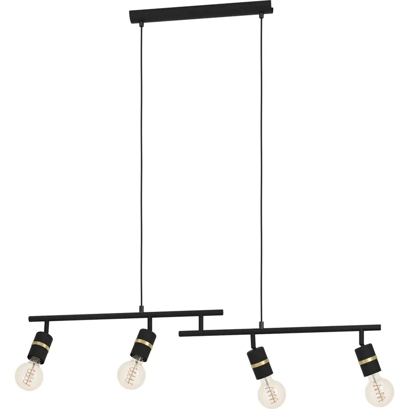 Riippuvalaisin 4-os EGLO Lurone 4x10W 100x5cm musta/messinki Halpa