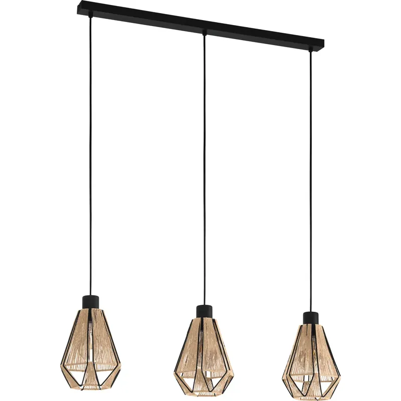 Erikoistarjous Riippuvalaisin 3-os EGLO Adwickle 3x40W 87x14,5cm köysi/musta