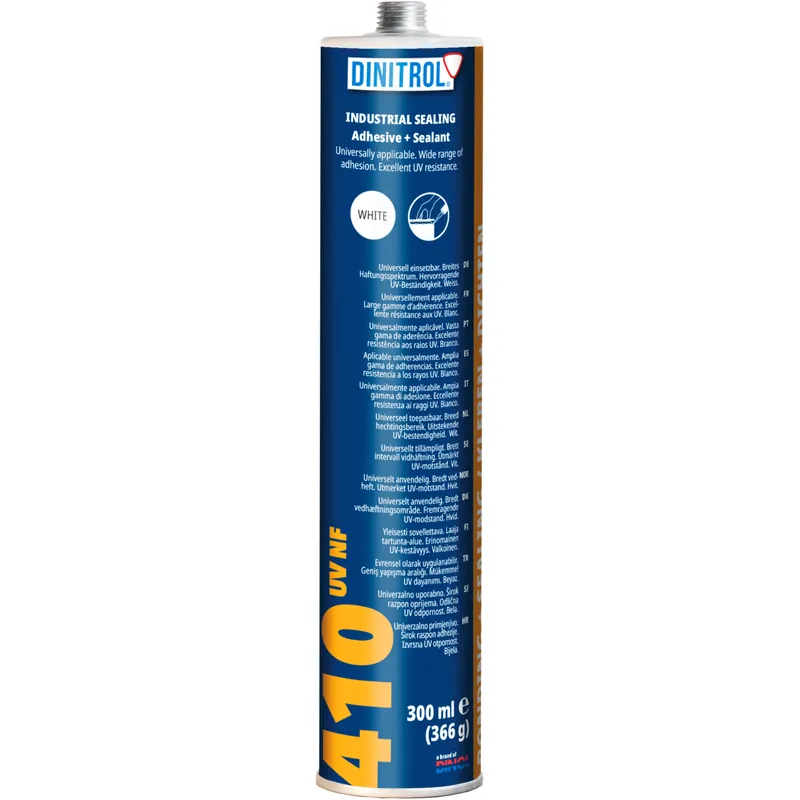 Lähetetään Heti Liima- ja tiivistysmassa Dinitrol 410 UV NF valkoinen 300 ml 1265001